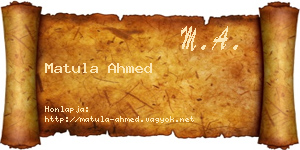 Matula Ahmed névjegykártya